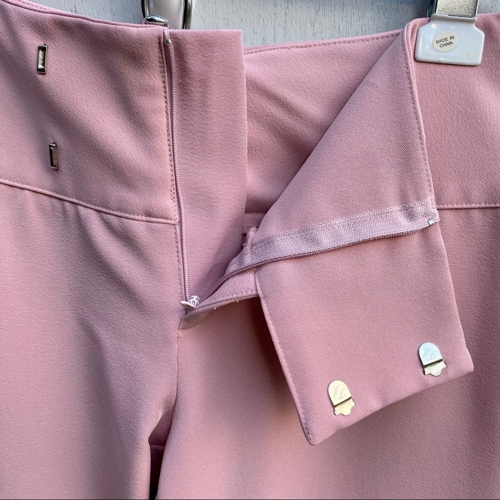 Vintage Pink Flared Leg Business Pants - Pastel Pink Trousers - Picture 4 of 6
